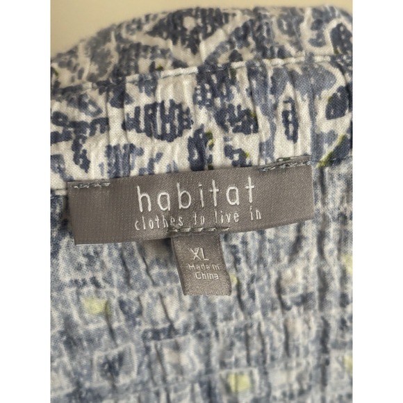 Habitat Clothing Womens XL Dress POCKETS Crinkle Textured Blue Coastal Cotton - Picture 3 of 7